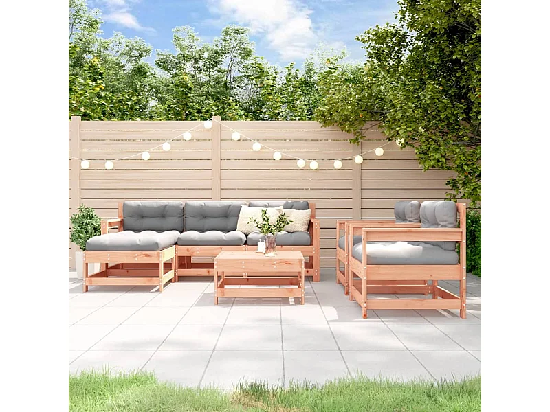 Salon de jardin 7 pcs avec coussins bois massif douglas