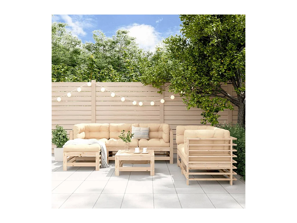Salon de jardin 7 pcs Bois de pin massif