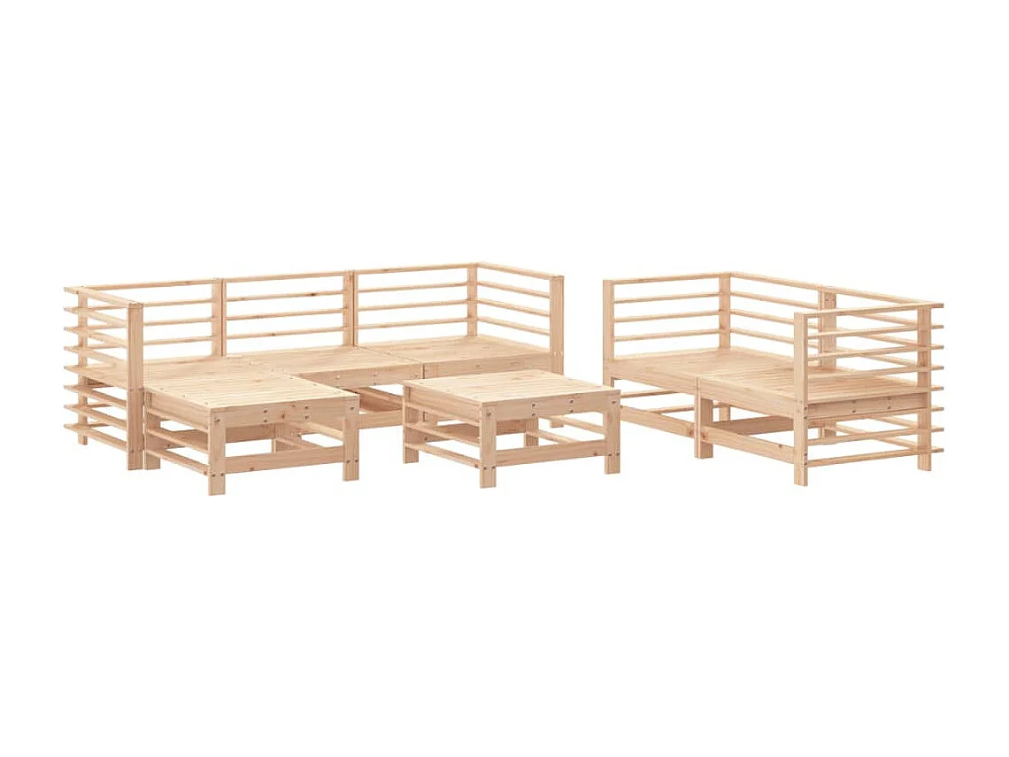 7-tlg. Garten-Lounge-Set Massivholz Kiefer