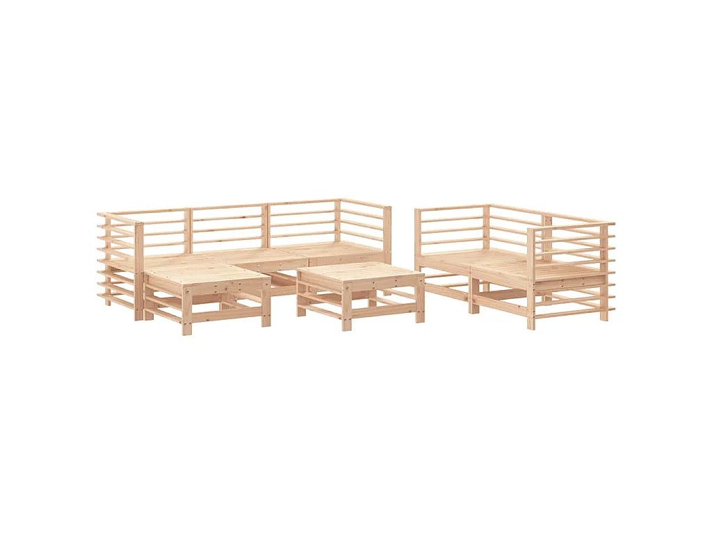 Set Salotto da Giardino 7 pz in Legno Massello di Pino