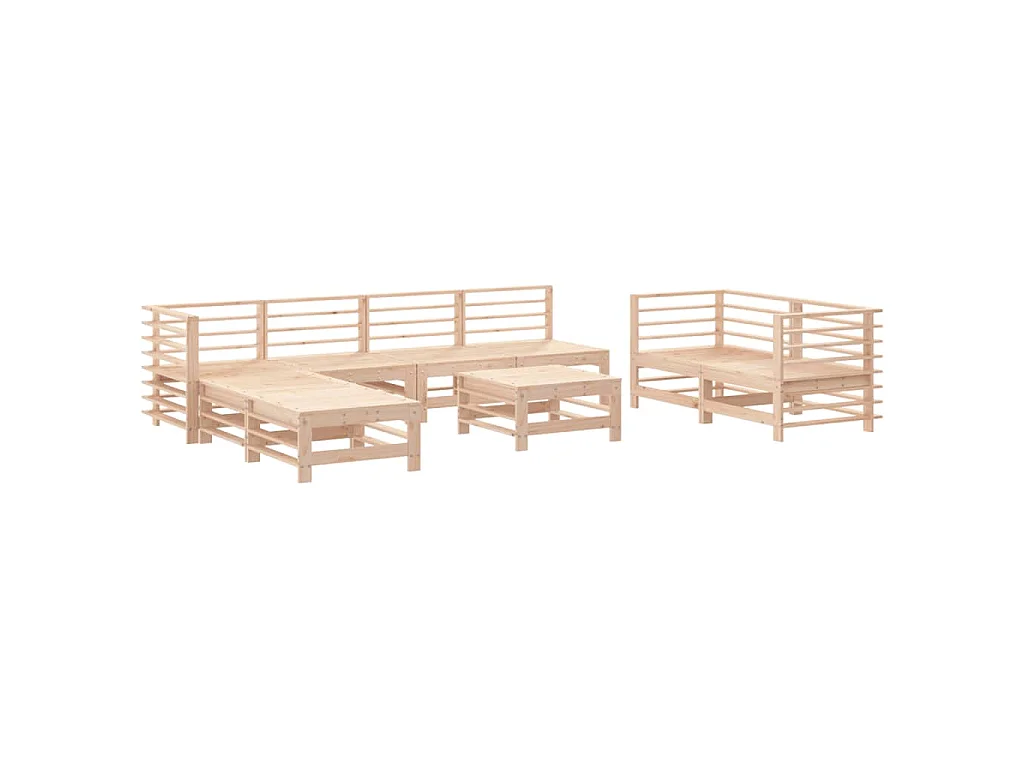 Salon de jardin 9 pcs Bois de pin massif