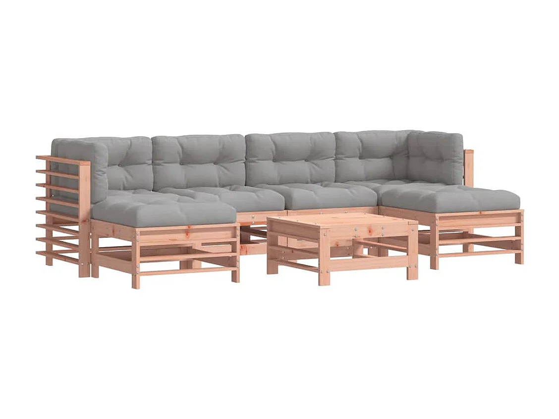 Salon de jardin 7 pcs avec coussins bois massif douglas
