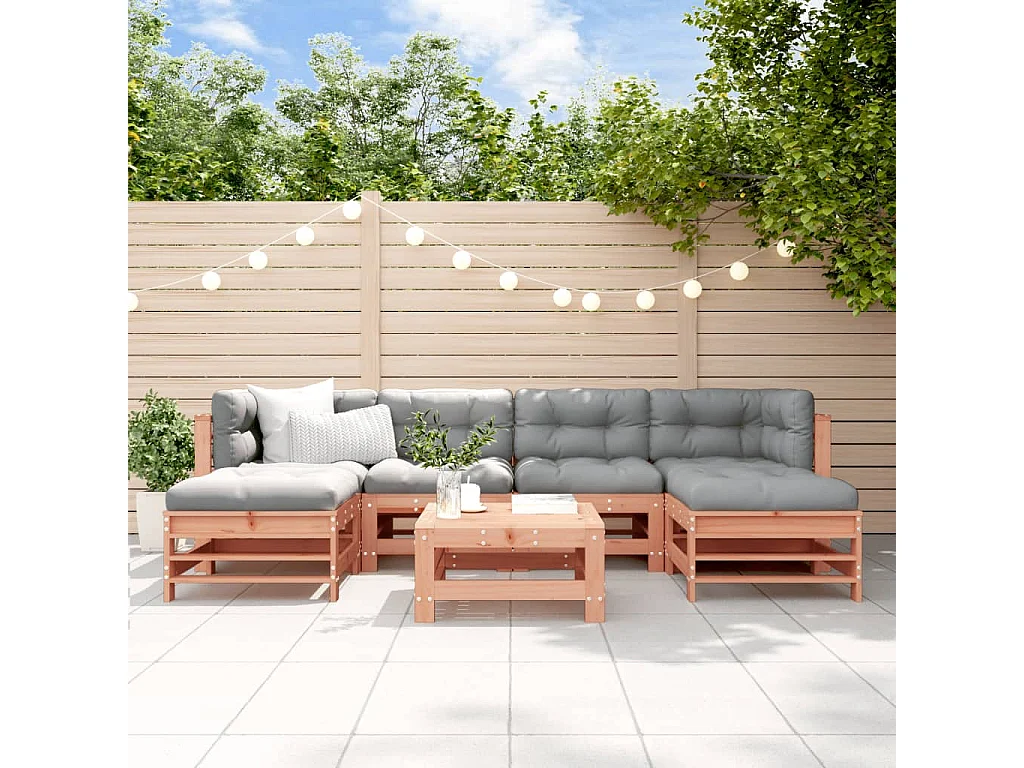 7-tlg. Garten-Lounge-Set mit Kissen Massivholz Douglasie