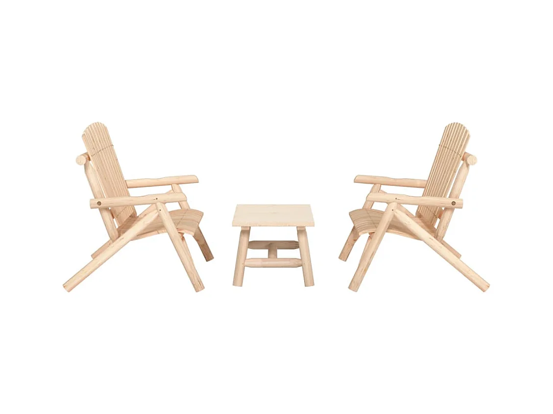 Ensemble de salon de jardin 3 pcs bois massif d'épicéa