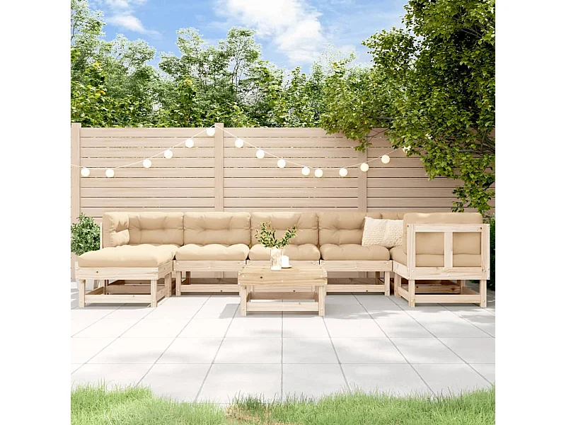 Salon de jardin 8 pcs Bois de pin massif