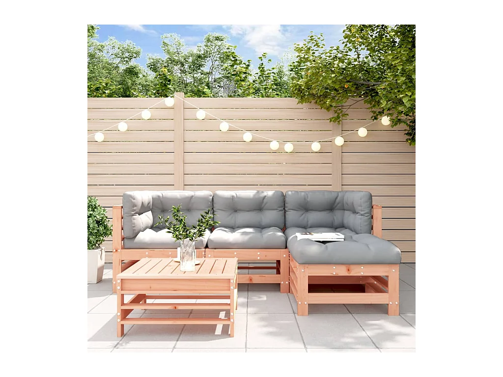 Set Divani Giardino 5 pz con Cuscini Legno Massello di Douglas