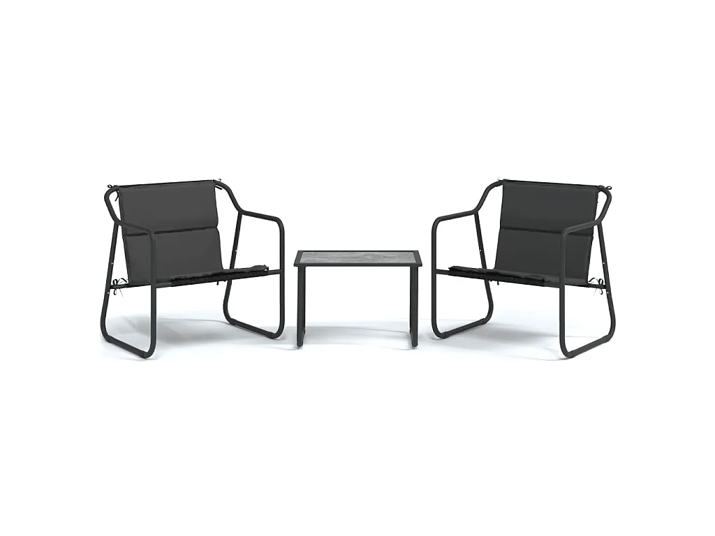 3-tlg. Garten-Lounge-Set mit Kissen Anthrazit Stahl
