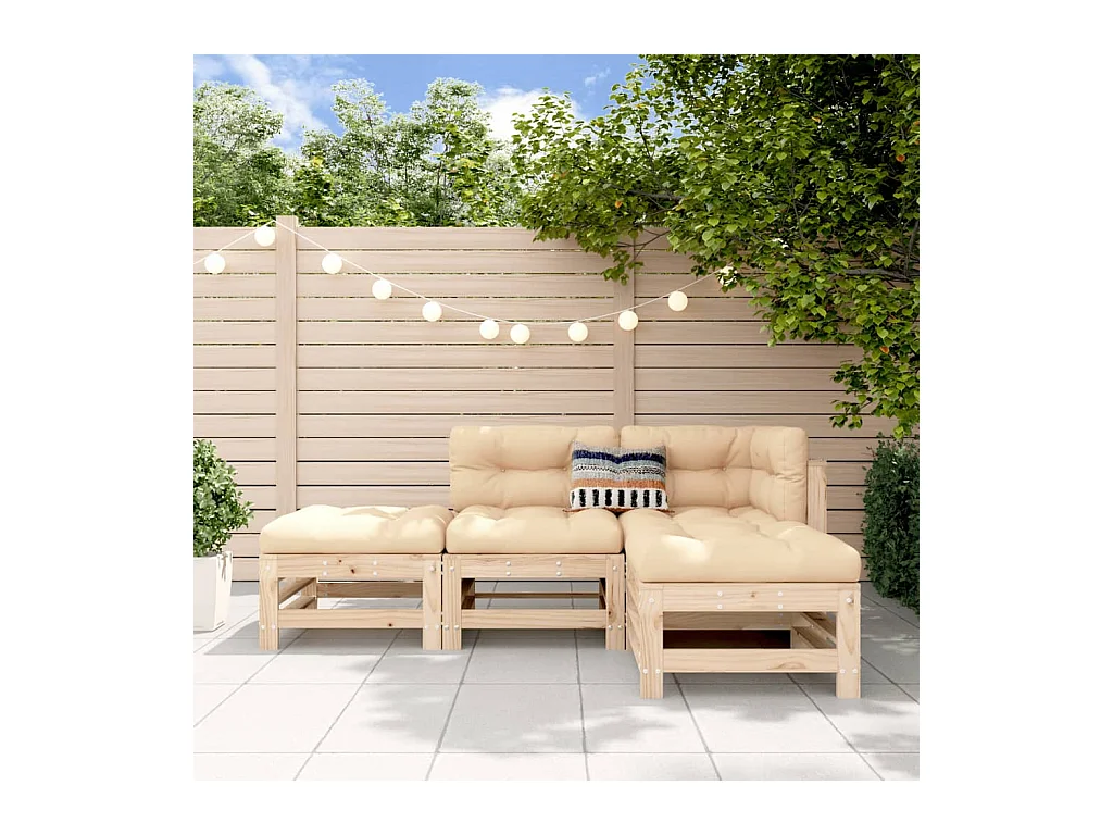 Salon de jardin 4 pcs bois massif de pin