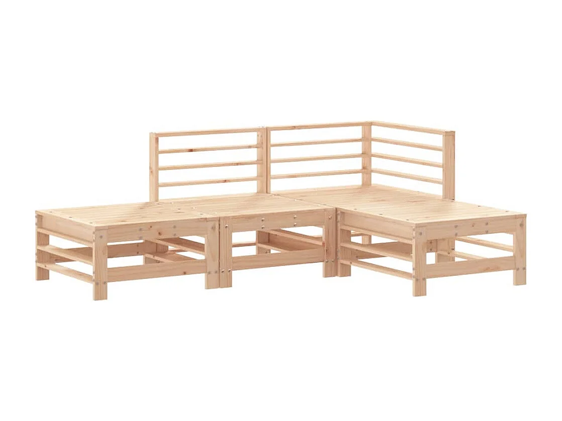 Juego de muebles de jardín 4 piezas madera maciza de pino