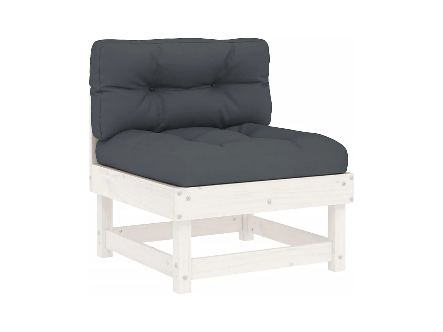 Set Divani da Giardino 7pz con Cuscini in Legno Massello Bianco