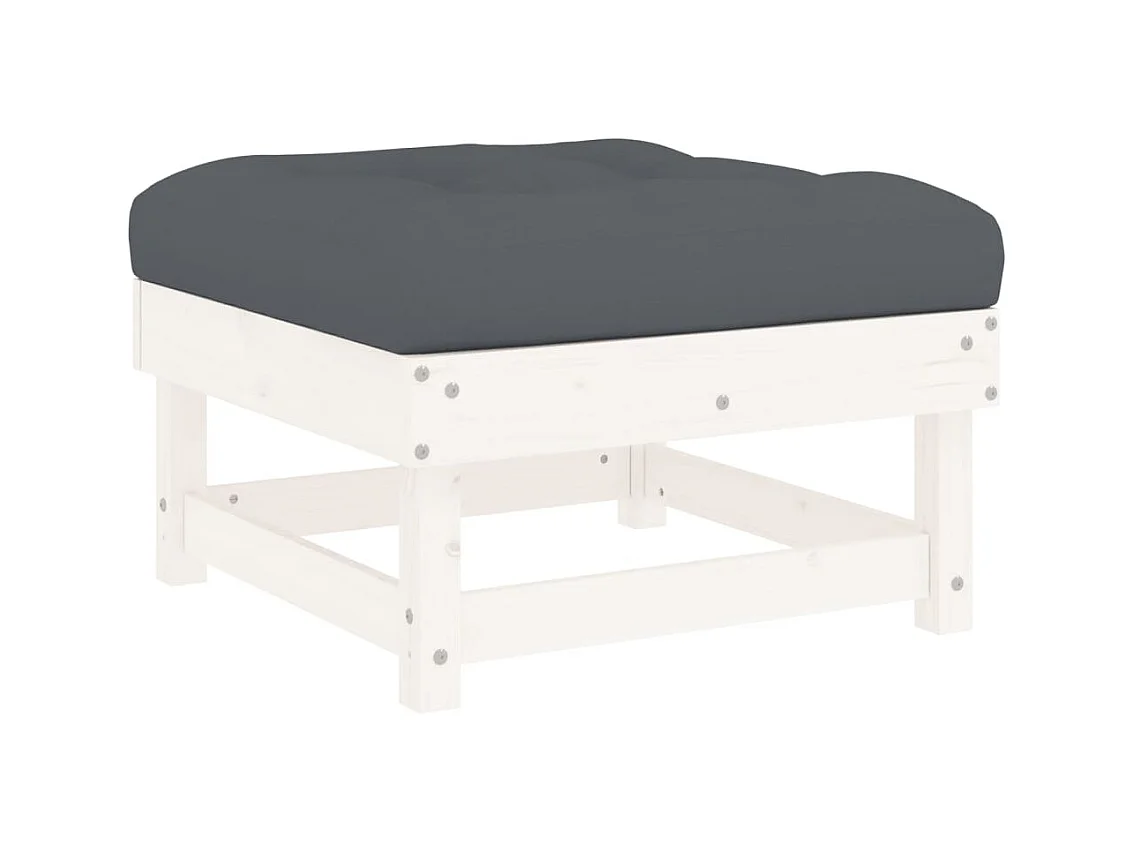 Set Divani da Giardino 7pz con Cuscini in Legno Massello Bianco