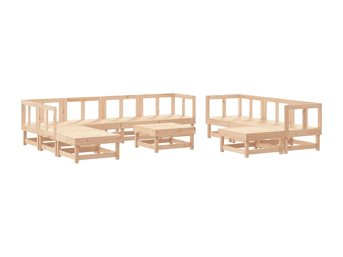 11 pcs conjunto lounge de jardim madeira de pinho maciça