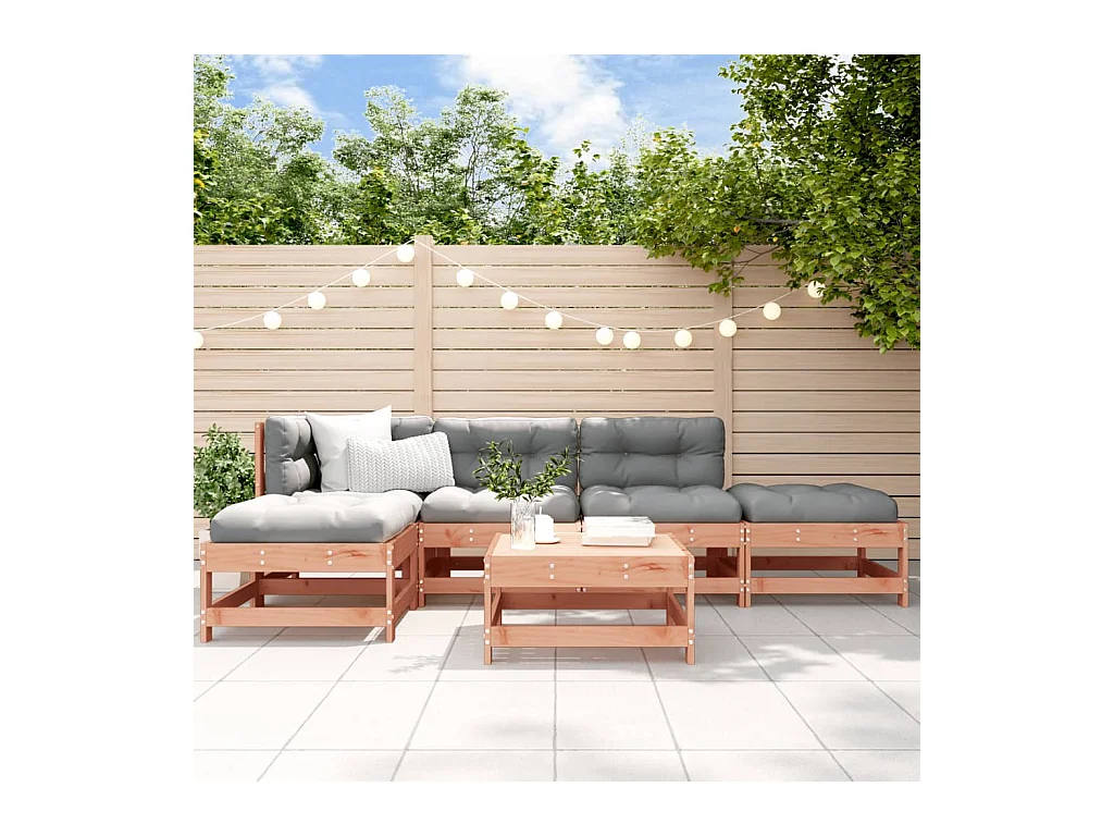 Set Divani Giardino 6 pz con Cuscini Legno Massello di Douglas