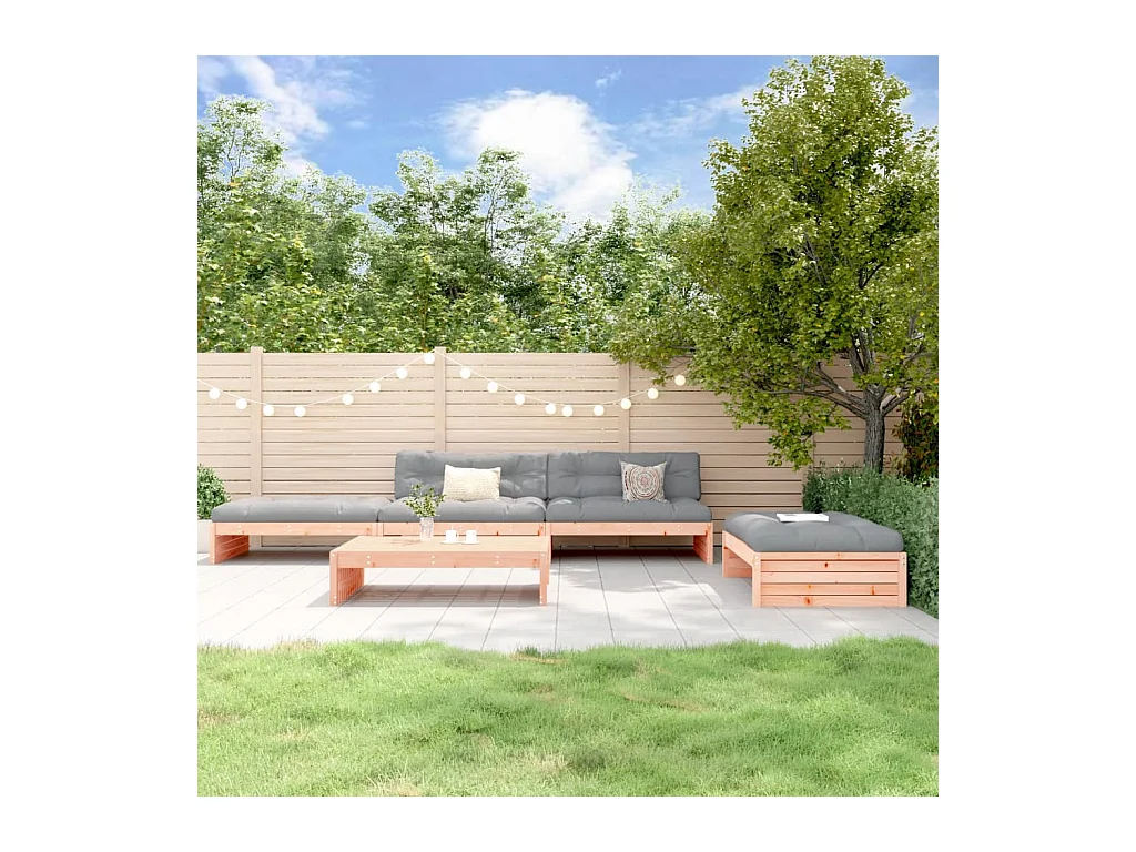 Salon de jardin 5 pcs avec coussins bois massif douglas