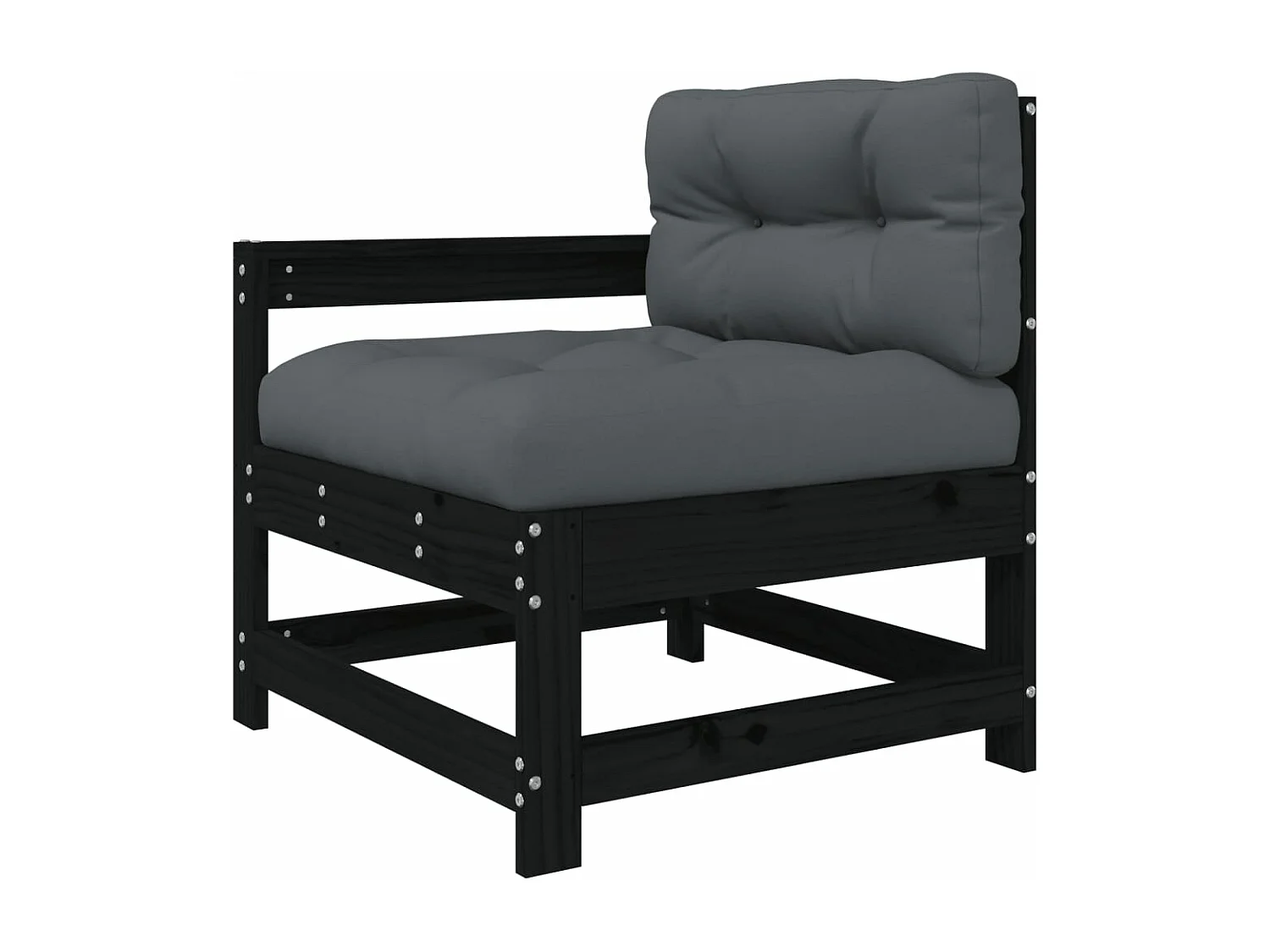 7-tlg. Garten-Lounge-Set mit Kissen Schwarz Massivholz