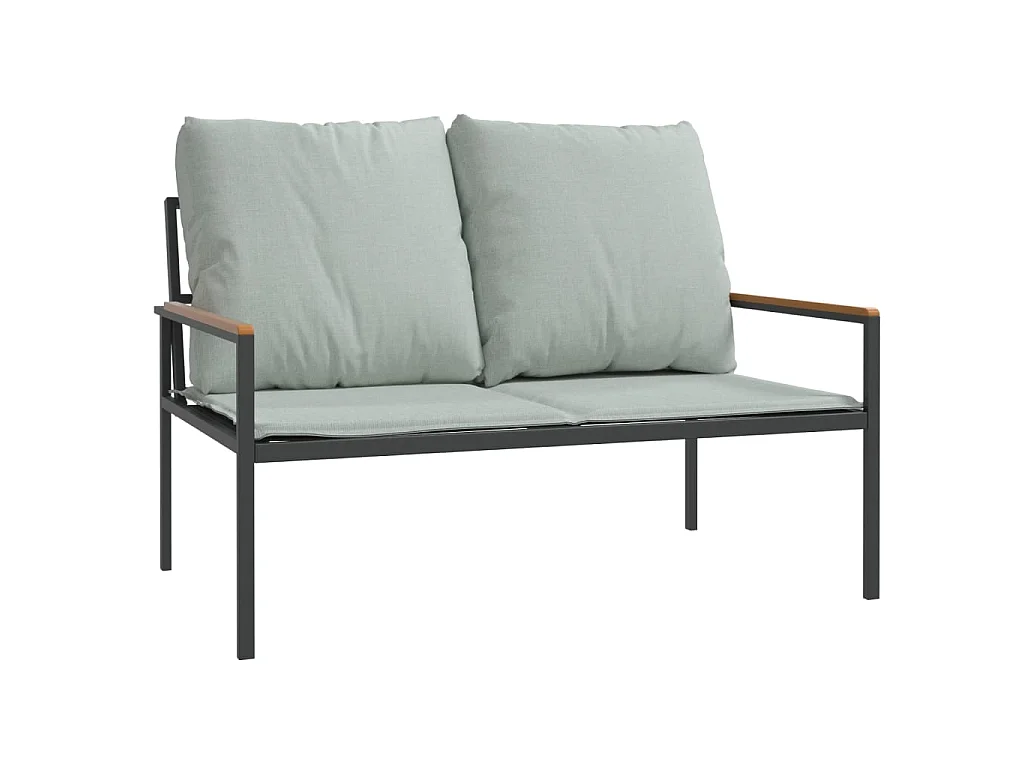 3-tlg. Garten-Lounge-Set mit Kissen Anthrazit Stahl