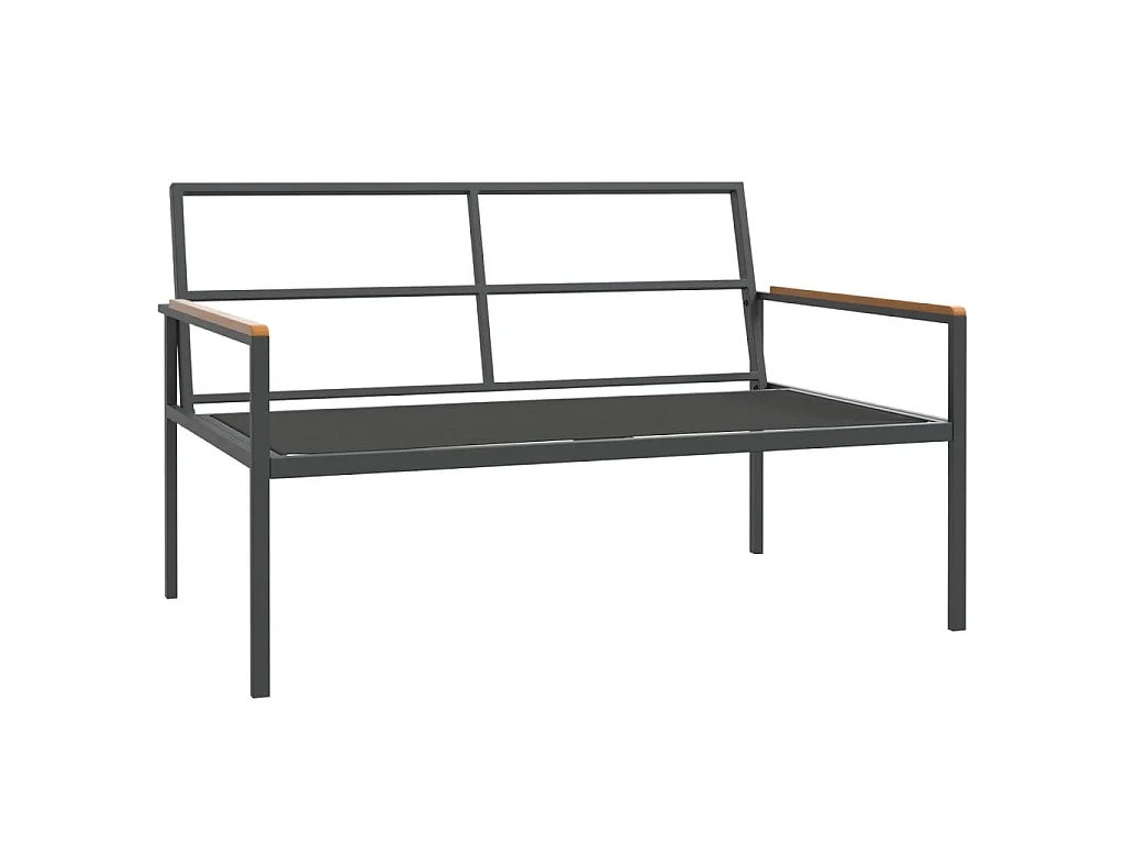 3-tlg. Garten-Lounge-Set mit Kissen Anthrazit Stahl