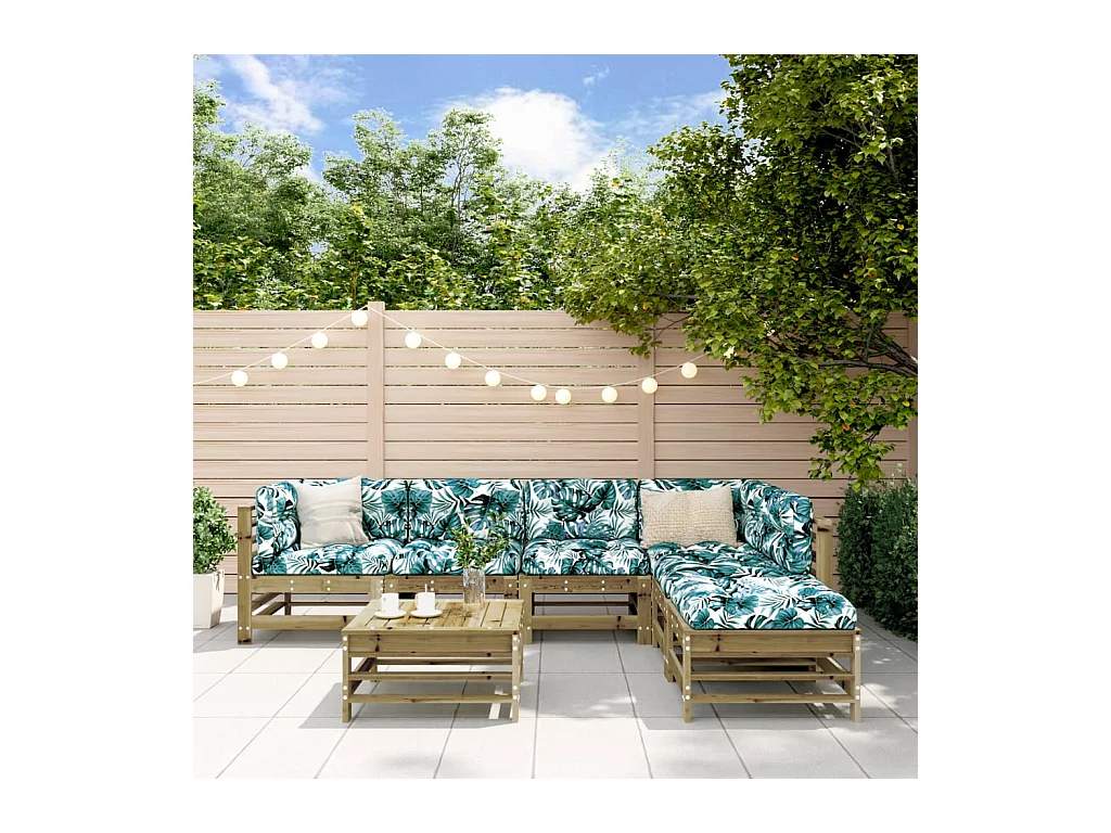 Set Salotto da Giardino 7 pz in Legno Impregnato di Pino