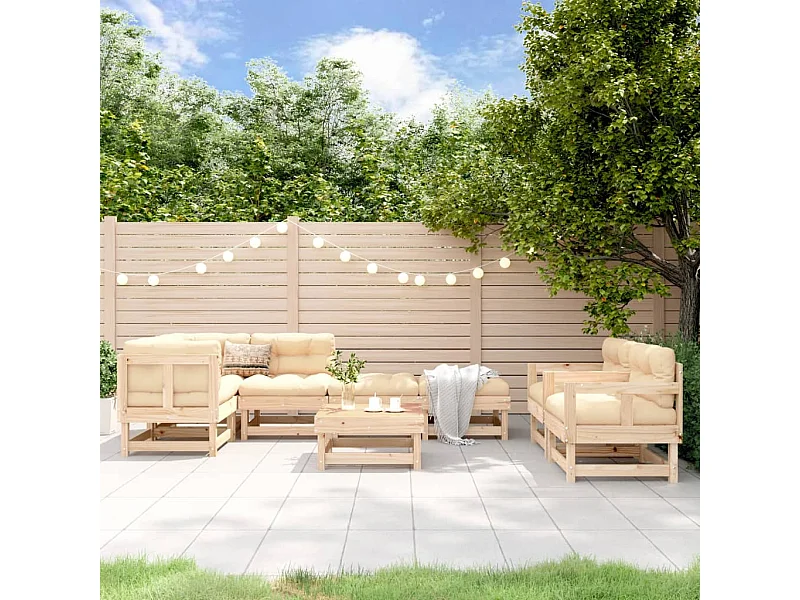 8-delige Loungeset massief grenenhout