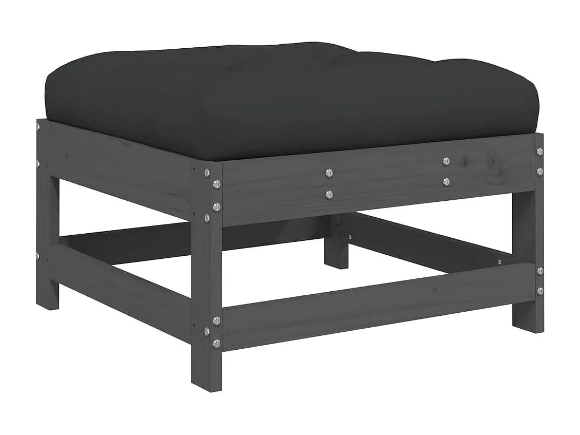 7-tlg. Garten-Lounge-Set mit Kissen Grau Massivholz