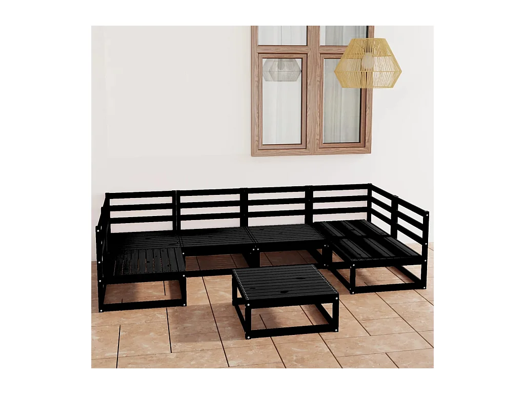 Set Divani da Giardino 7 pz in Legno Massello di Pino