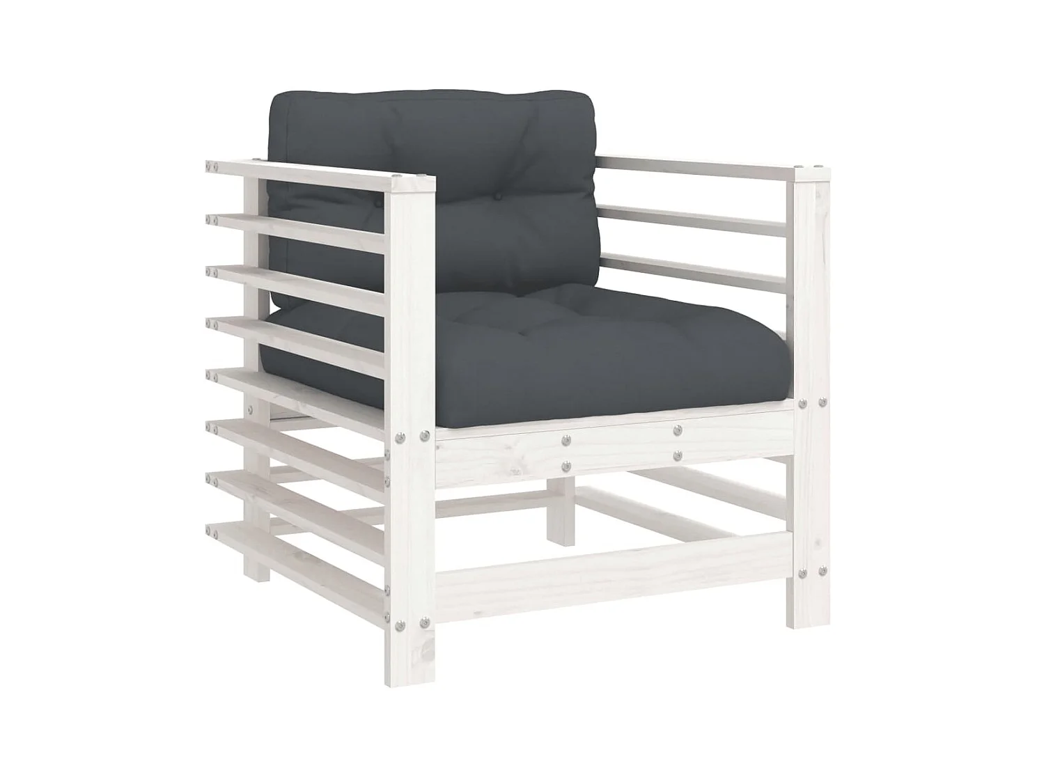 7-delige Loungeset met kussens massief hout wit
