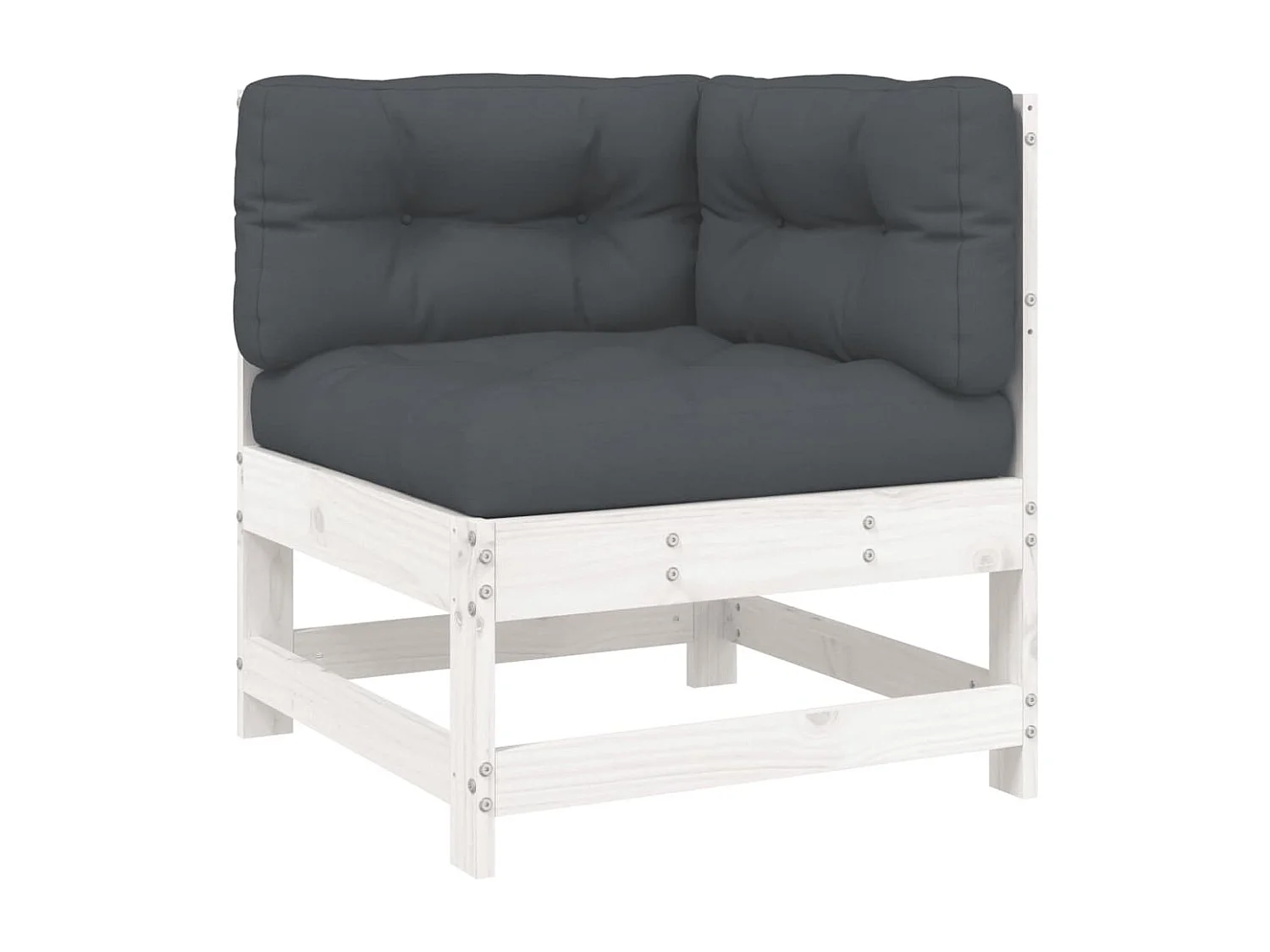 5-tlg. Garten-Lounge-Set mit Kissen Weiß Massivholz