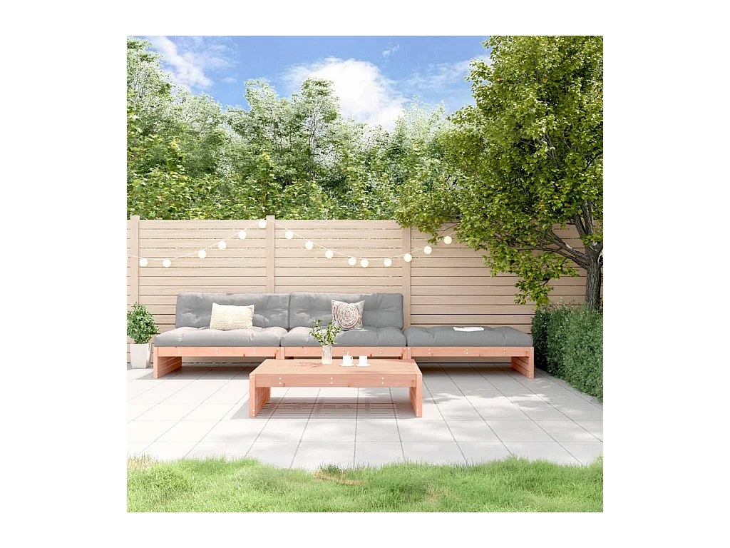 4-tlg. Garten-Lounge-Set mit Kissen Massivholz Douglasie