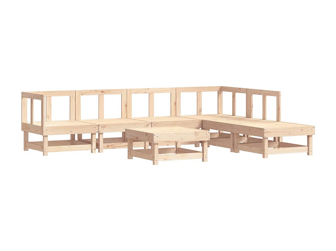 7-tlg. Garten-Lounge-Set Massivholz Kiefer