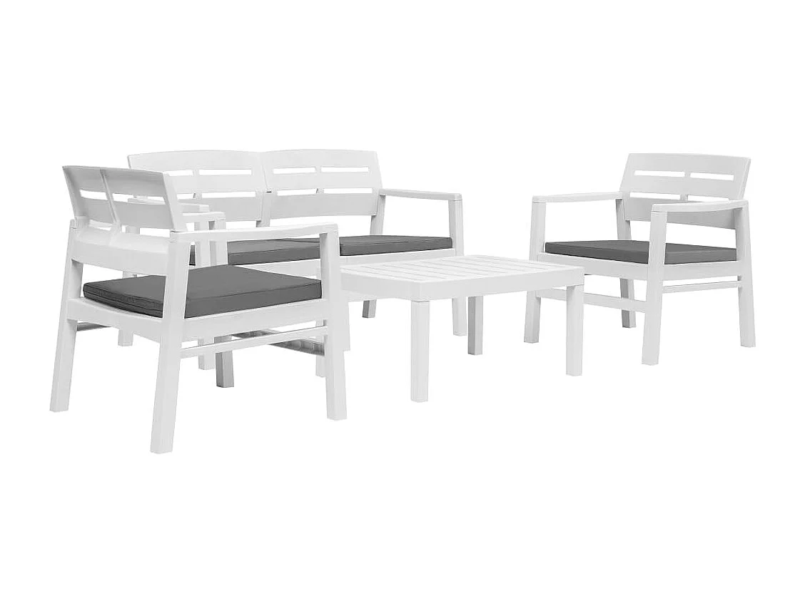 Salon de jardin 4 pcs plastique blanc