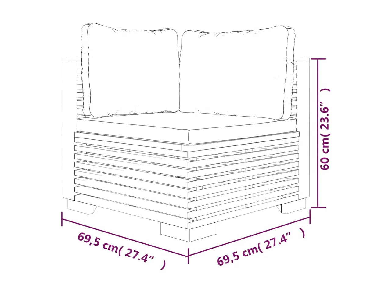 Salon de jardin 10 pcs avec coussins Bois de teck solide