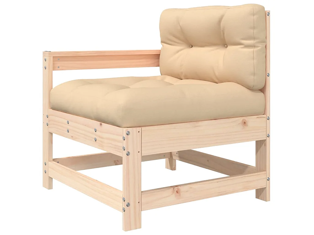 Salon de jardin 5 pcs avec coussins bois massif