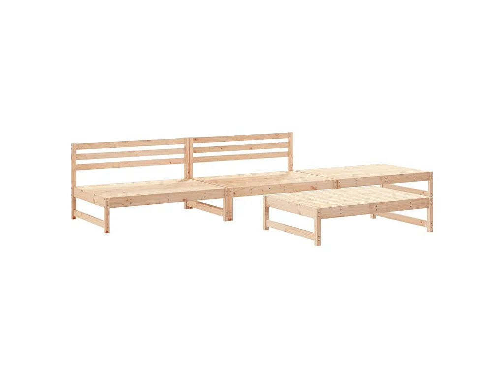 Juego de muebles de jardín 4 piezas madera maciza de pino