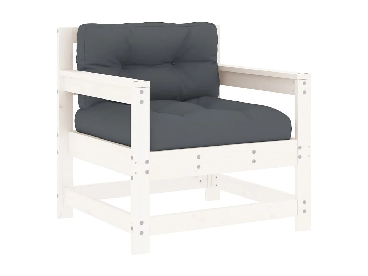Juego de muebles jardín 7 piezas y cojines madera maciza blanco