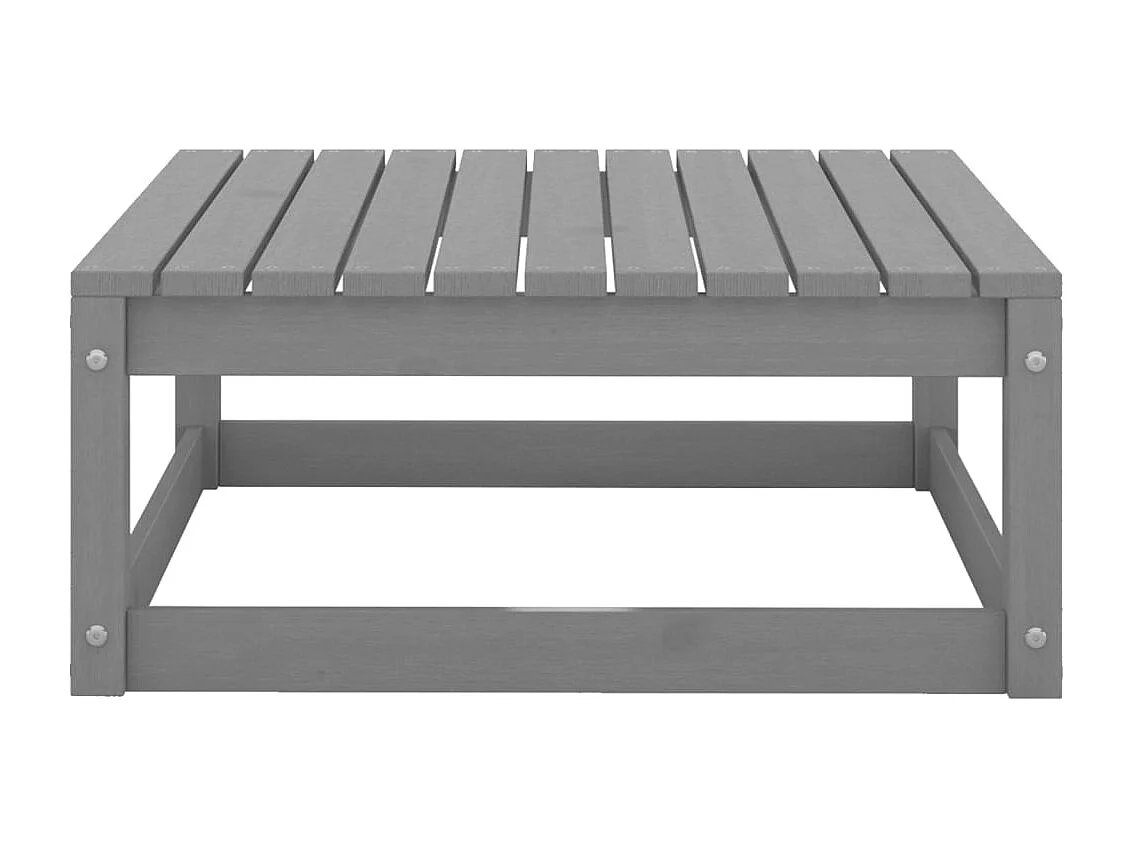 Set Divani da Giardino 7 pz Grigio in Legno Massello di Pino