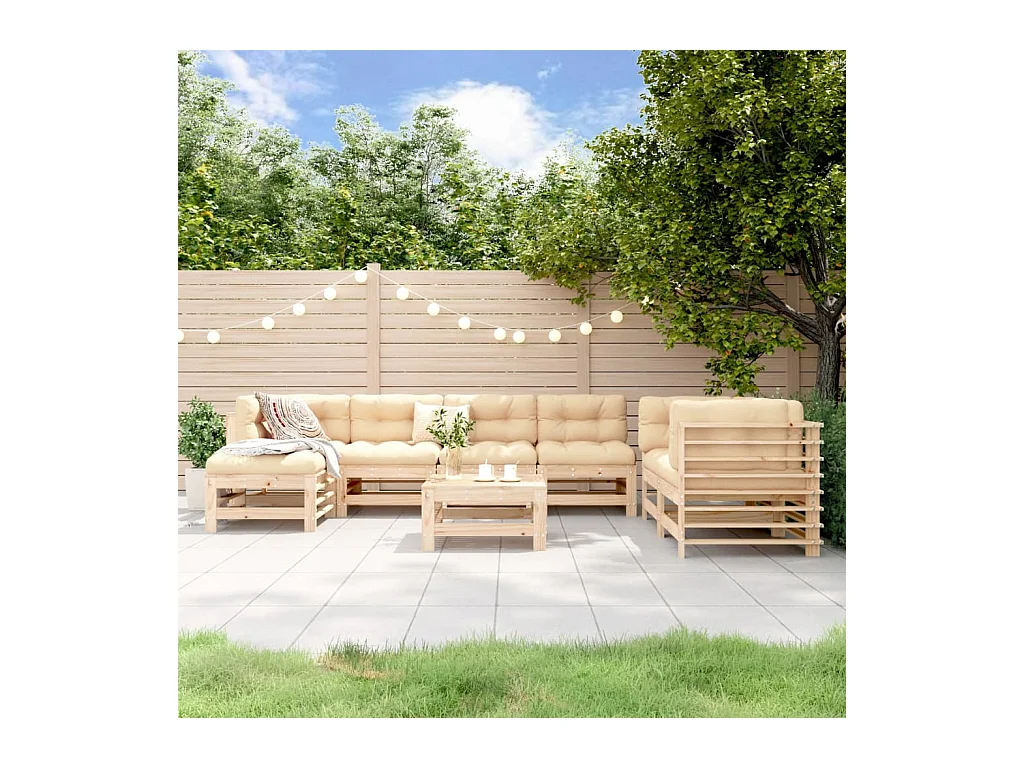 Salon de jardin 8 pcs Bois de pin massif