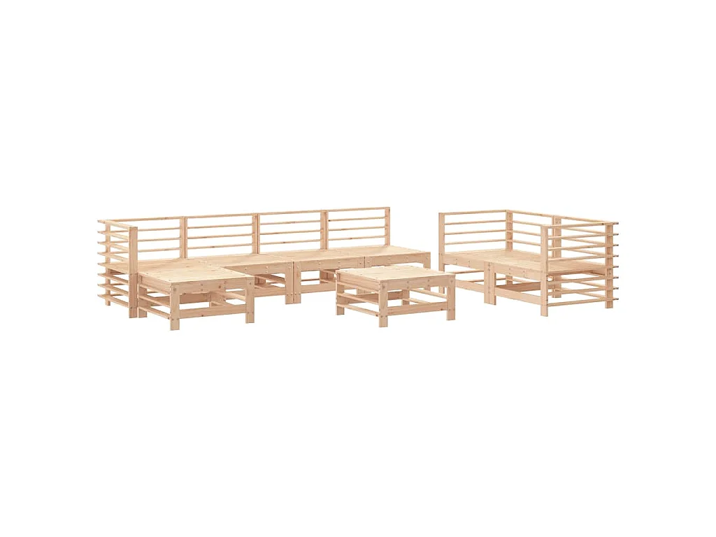 Salon de jardin 8 pcs Bois de pin massif