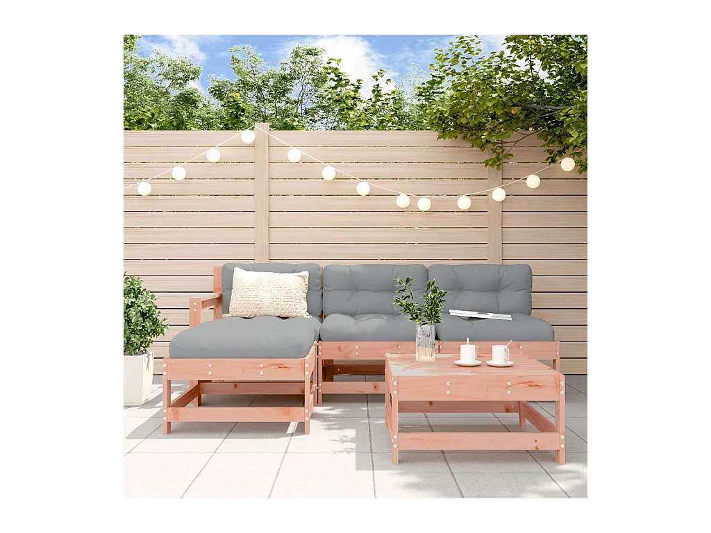 Set Divani Giardino 5 pz con Cuscini Legno Massello di Douglas