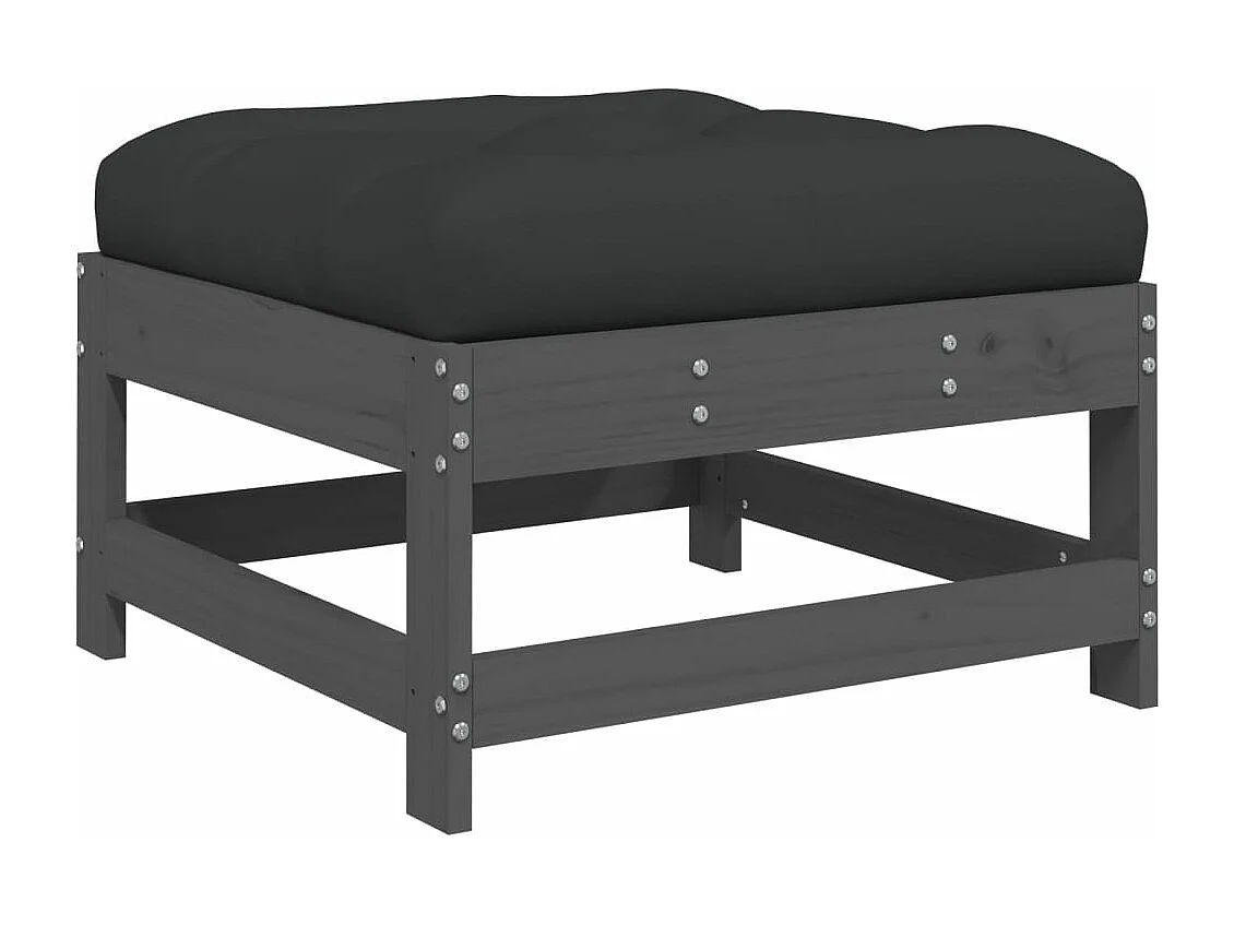 6 pcs conjunto lounge jardim c/ almofadões madeira maciça cinza