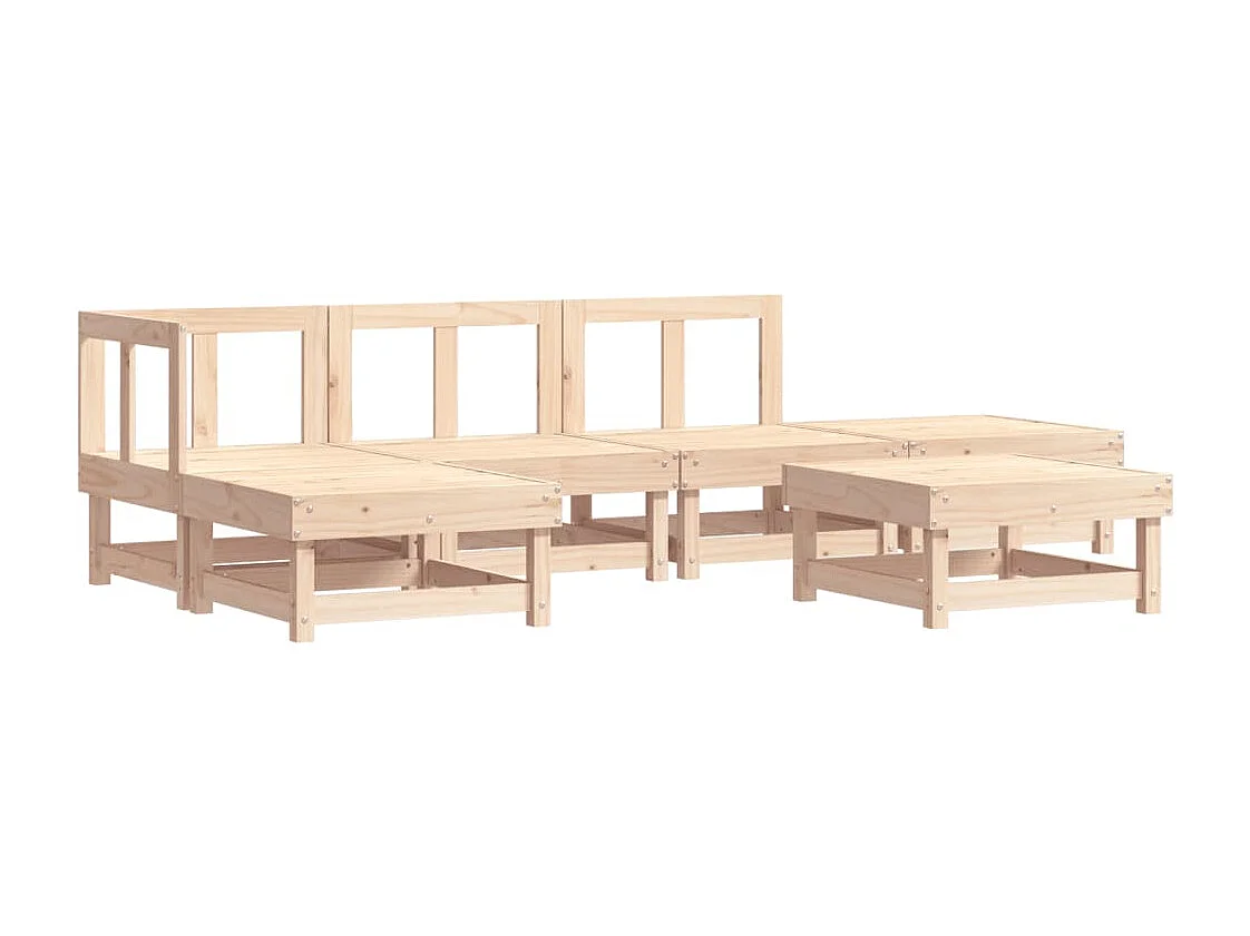 Set Salotto da Giardino 6 pz in Legno Massello di Pino