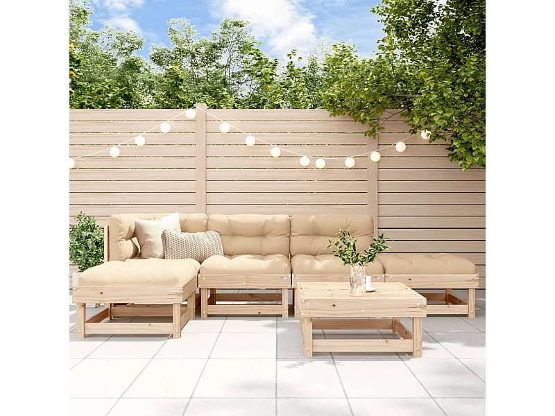 6-delige Loungeset massief grenenhout