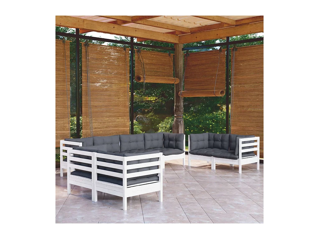8-tlg. Garten-Lounge-Set mit Kissen Massivholz Kiefer