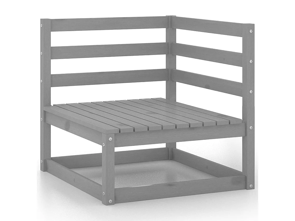 11-tlg. Garten-Lounge-Set Grau Kiefer Massivholz