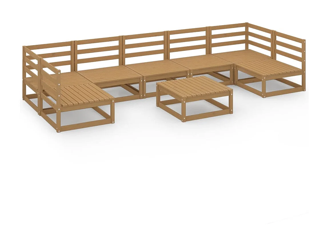 8-tlg. Garten-Lounge-Set Massivholz Kiefer
