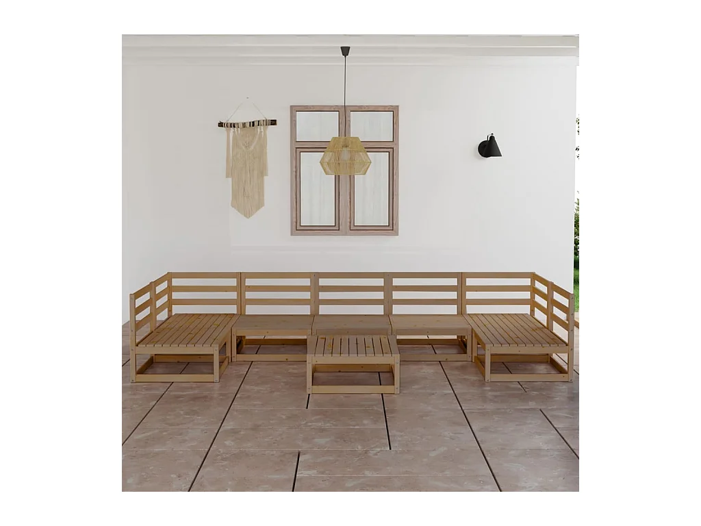 Set Divani da Giardino 8 pz in Legno Massello di Pino