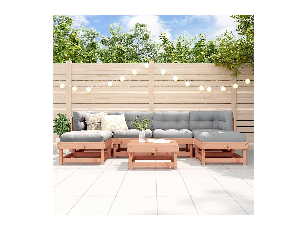Salon de jardin 7 pcs avec coussins bois massif douglas