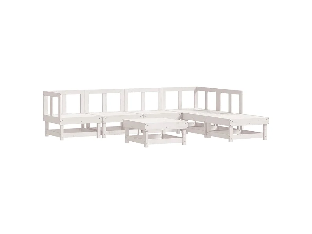 Juego de muebles de jardín 7 pzas madera maciza de pino blanco