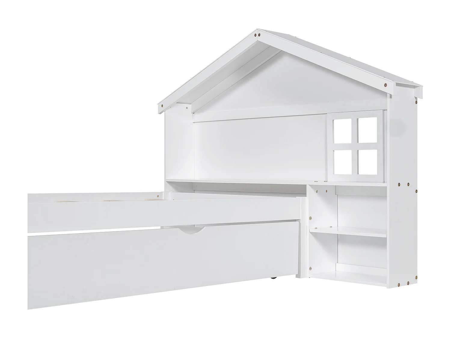 Uitschuifbed met opbergruimte - 90 x 200 cm + 90 x 180 cm - MDF-hout - voor kinderen - wit