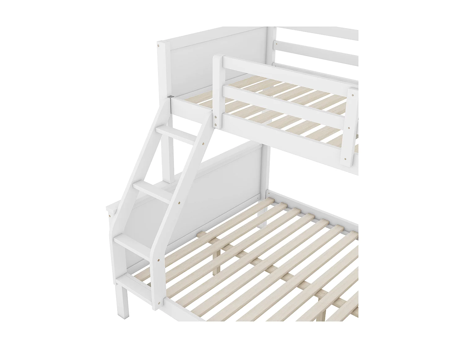 Stapelbed 90 x 200 cm + 140 x 200 cm - bureau + 3 lades + plank - MDF hout - wit