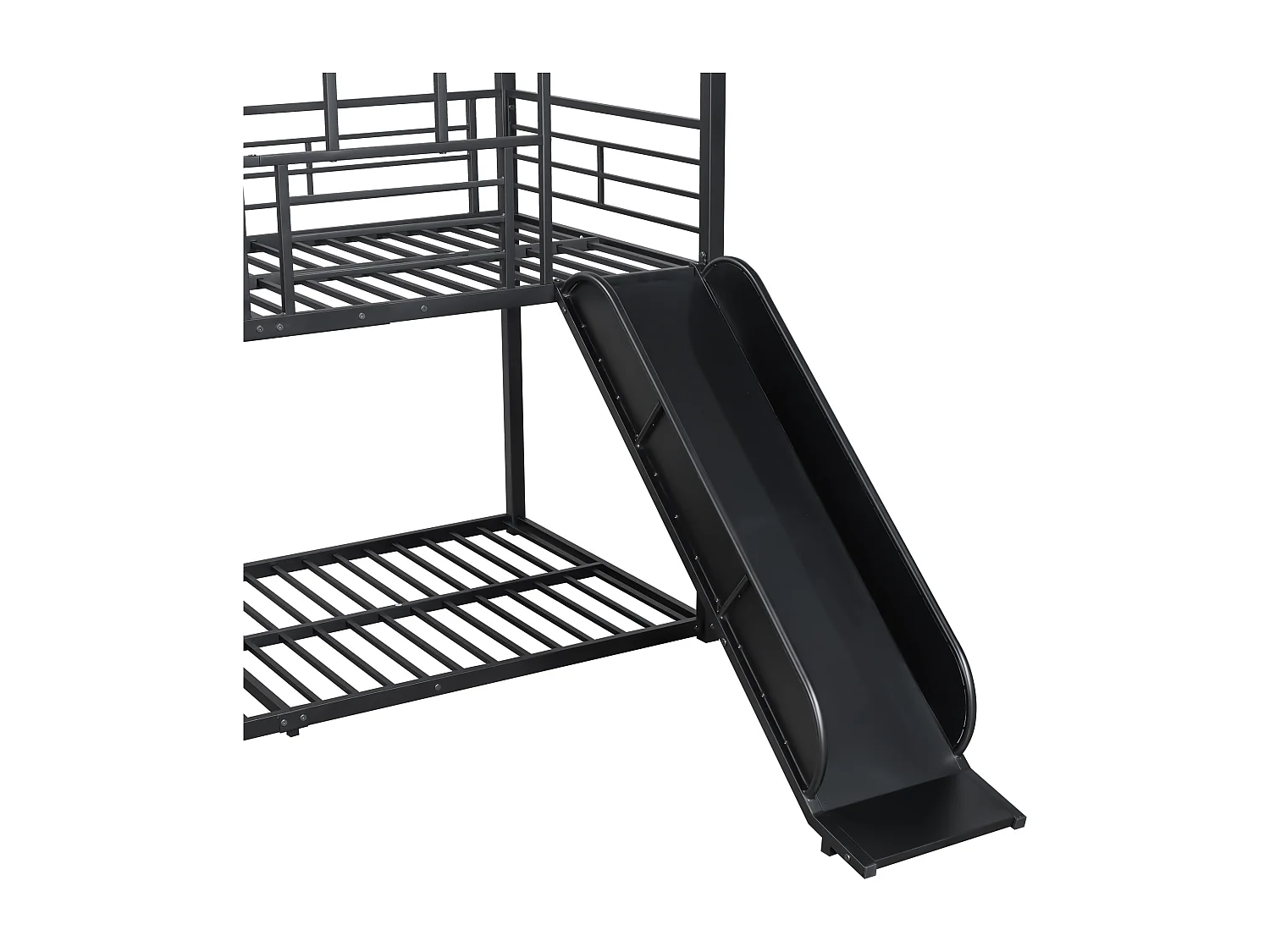 Lits superposés 2 x 90 x 200 cm avec toboggan pour enfant - Métal - Noir